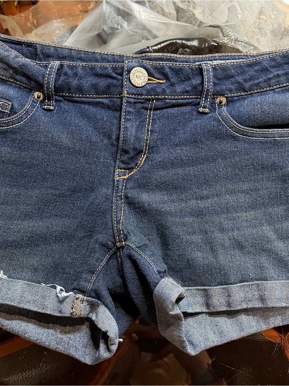 Aeropostale Dark Blue Rolled Cuff Denim Shorts